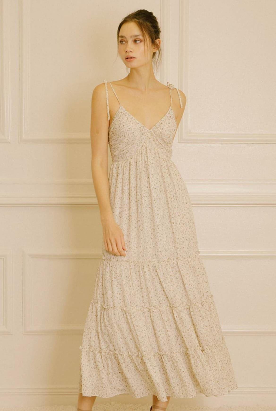 Floral Print Ruffled Midi Dress