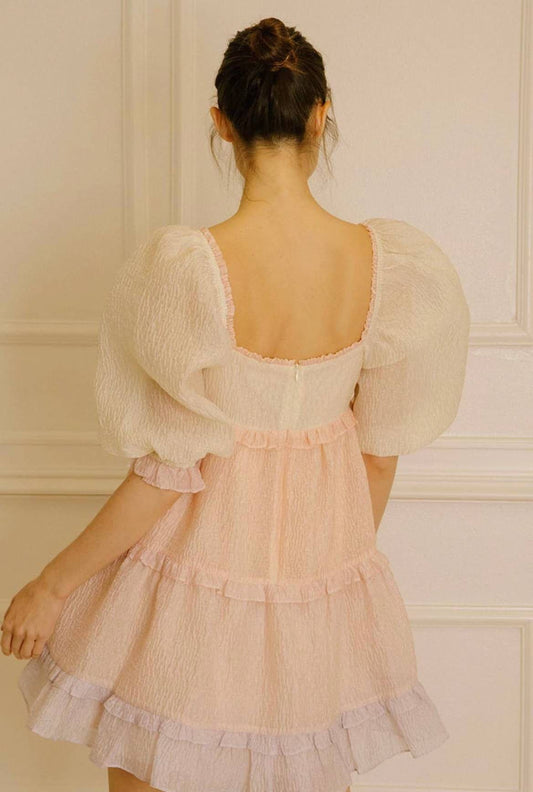 Melia Pastel Color Block Crepe Fabric Mini Dress